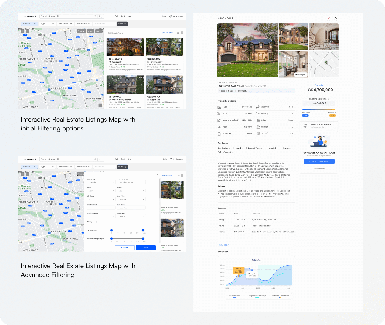 Gnohome high fidelity mockups