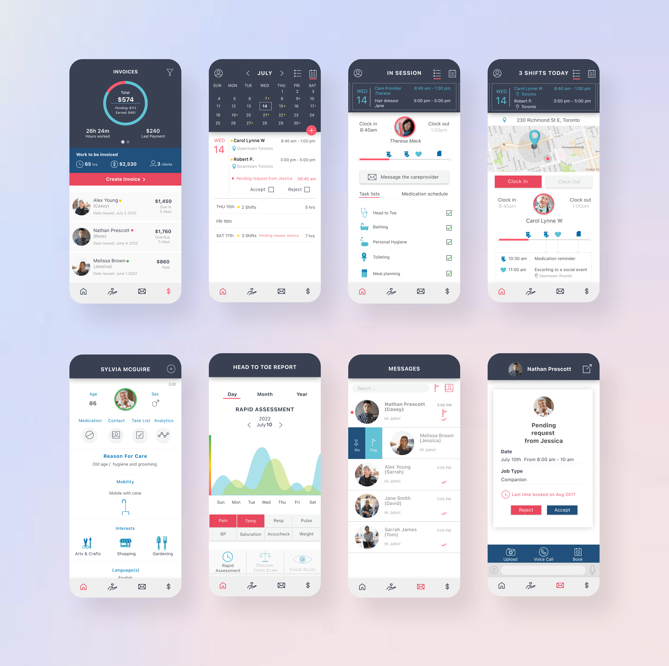 Final Caremap app screens