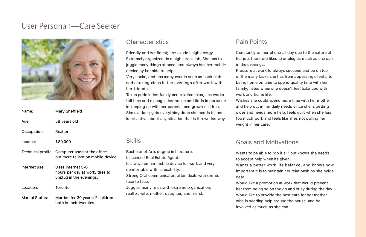 Persona, Family caregiver